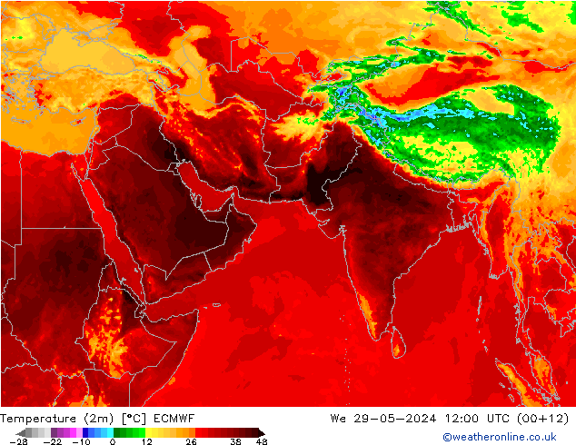 Temperaturkarte (2m) ECMWF Mi 29.05.2024 12 UTC