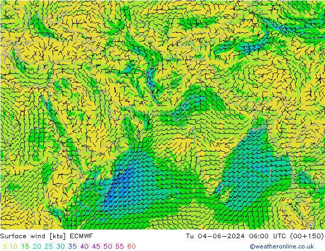 Surface wind ECMWF Tu 04.06.2024 06 UTC