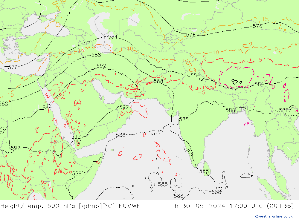 Z500/Yağmur (+YB)/Z850 ECMWF Per 30.05.2024 12 UTC