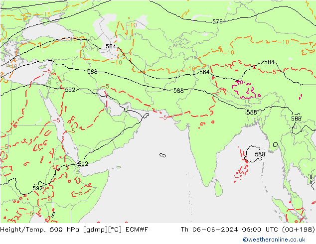 Z500/Rain (+SLP)/Z850 ECMWF Čt 06.06.2024 06 UTC