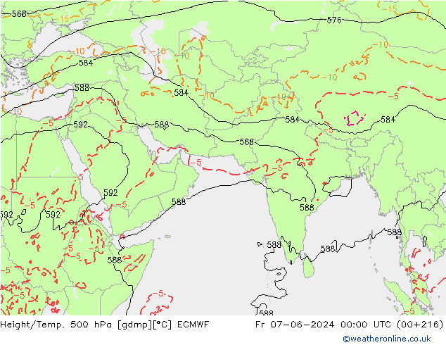 Z500/Yağmur (+YB)/Z850 ECMWF Cu 07.06.2024 00 UTC