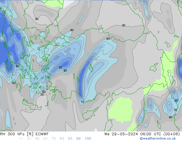 RH 300 hPa ECMWF St 29.05.2024 06 UTC