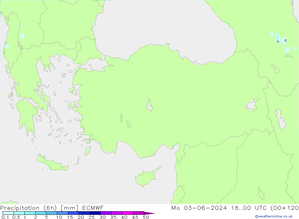 Precipitation (6h) ECMWF Mo 03.06.2024 00 UTC