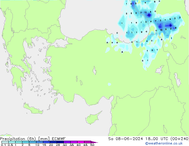 Precipitação (6h) ECMWF Sáb 08.06.2024 00 UTC