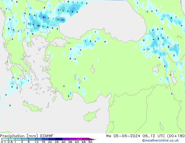 Precipitazione ECMWF mer 05.06.2024 12 UTC