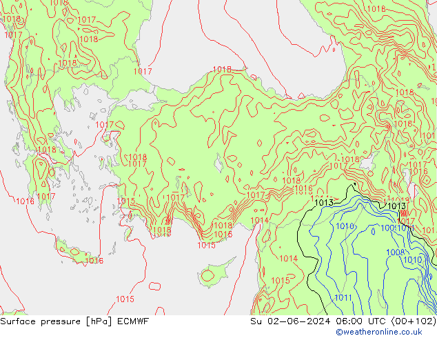 pression de l'air ECMWF dim 02.06.2024 06 UTC