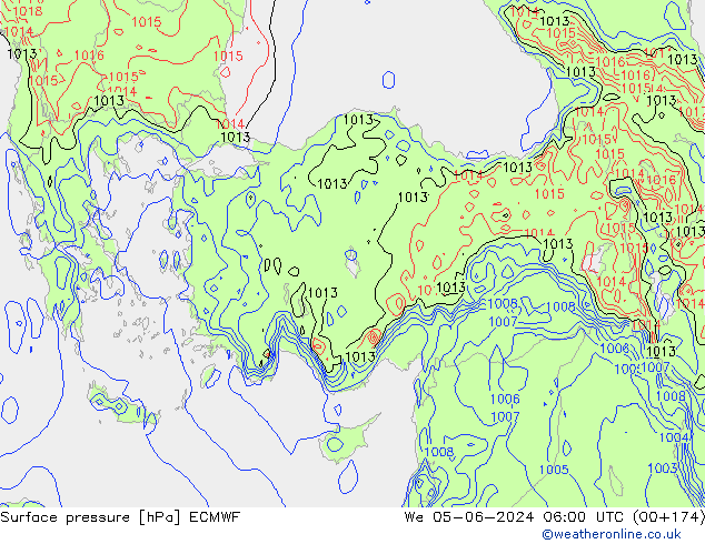 Pressione al suolo ECMWF mer 05.06.2024 06 UTC