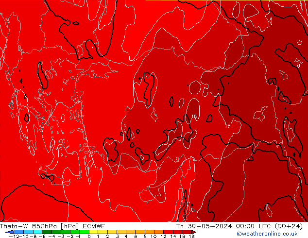 Theta-W 850hPa ECMWF Th 30.05.2024 00 UTC