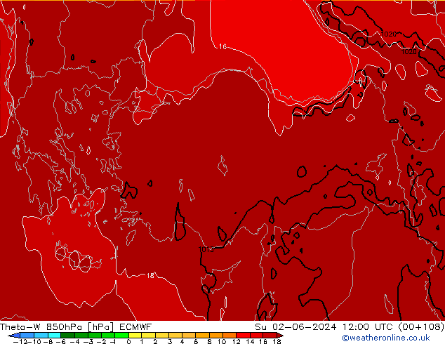 Theta-W 850hPa ECMWF So 02.06.2024 12 UTC