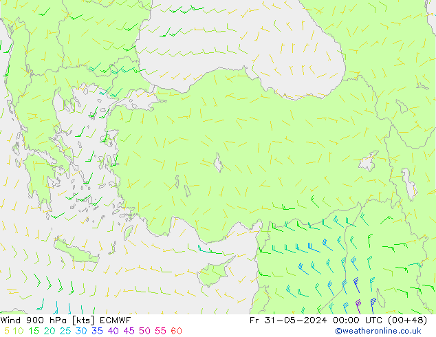 Wind 900 hPa ECMWF Pá 31.05.2024 00 UTC