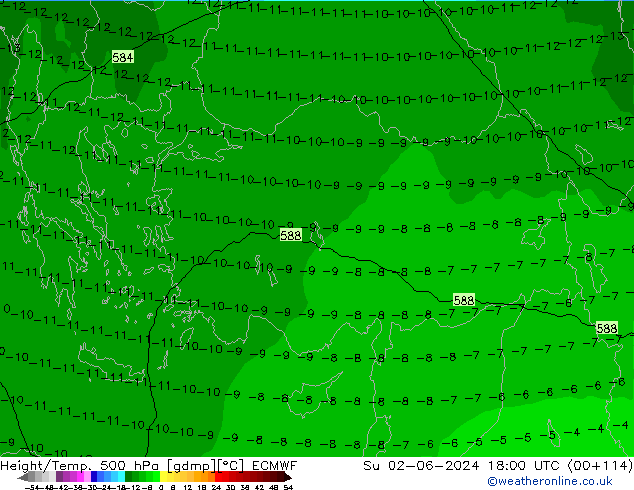 Z500/Rain (+SLP)/Z850 ECMWF nie. 02.06.2024 18 UTC