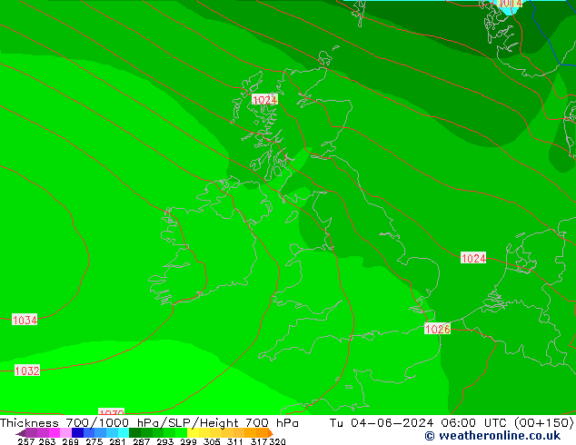 Thck 700-1000 hPa ECMWF Tu 04.06.2024 06 UTC