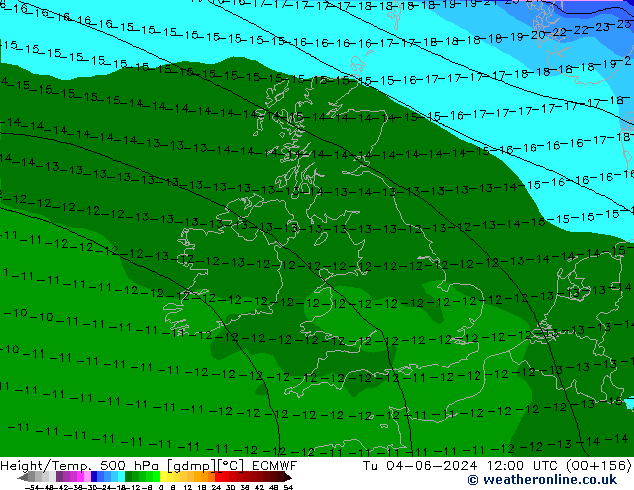 Z500/Rain (+SLP)/Z850 ECMWF wto. 04.06.2024 12 UTC