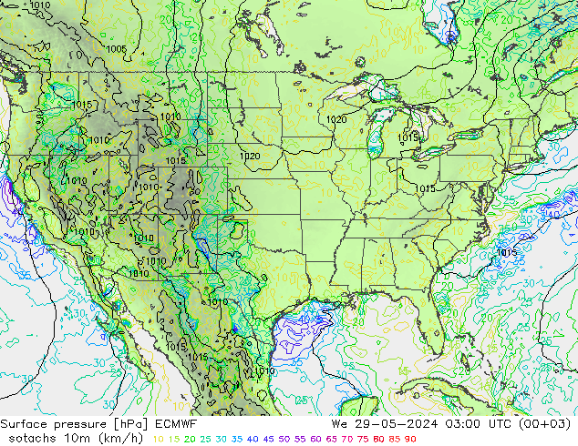 Isotachs (kph) ECMWF We 29.05.2024 03 UTC