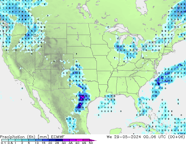 Z500/Rain (+SLP)/Z850 ECMWF Qua 29.05.2024 06 UTC