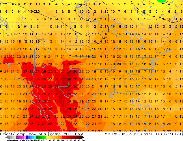 Z500/Rain (+SLP)/Z850 ECMWF mer 05.06.2024 06 UTC