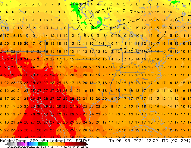 Z500/Rain (+SLP)/Z850 ECMWF Qui 06.06.2024 12 UTC