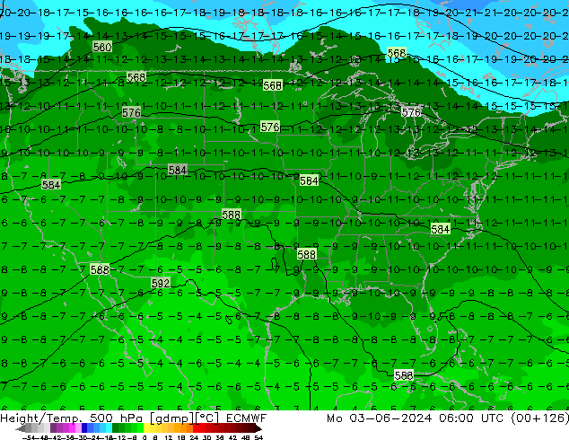 Yükseklik/Sıc. 500 hPa ECMWF Pzt 03.06.2024 06 UTC