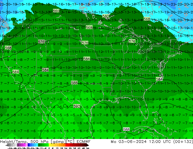 Z500/Rain (+SLP)/Z850 ECMWF Po 03.06.2024 12 UTC