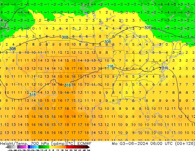 Height/Temp. 700 hPa ECMWF Po 03.06.2024 06 UTC