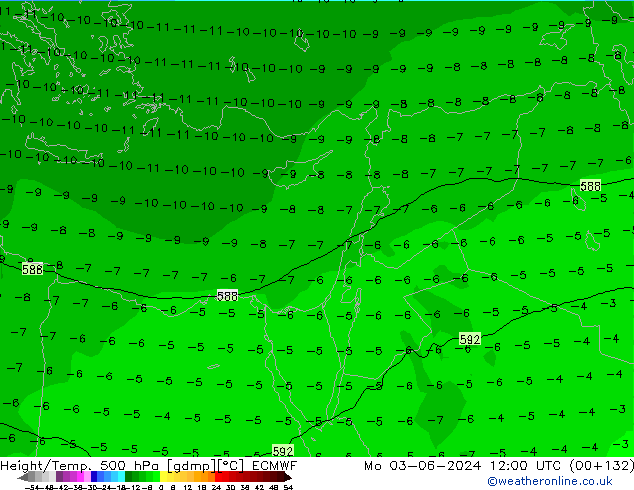 Z500/Rain (+SLP)/Z850 ECMWF  03.06.2024 12 UTC