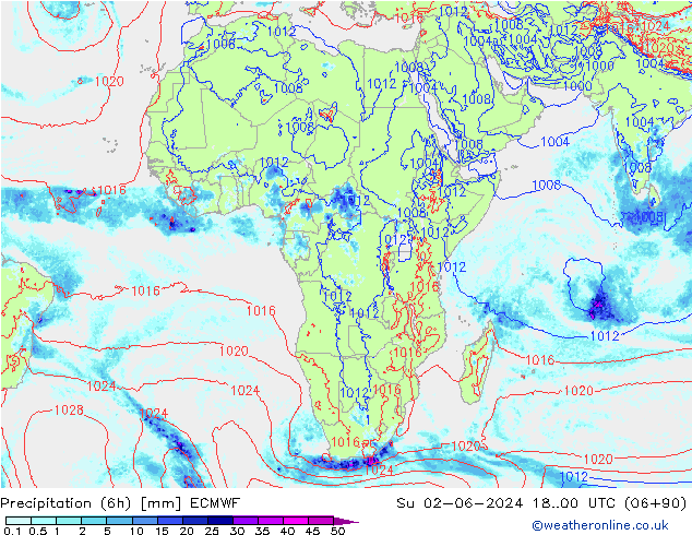 Z500/Rain (+SLP)/Z850 ECMWF dim 02.06.2024 00 UTC