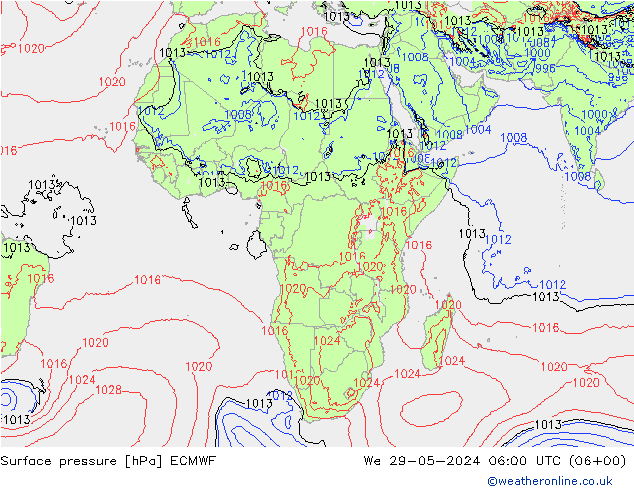 Surface pressure ECMWF We 29.05.2024 06 UTC