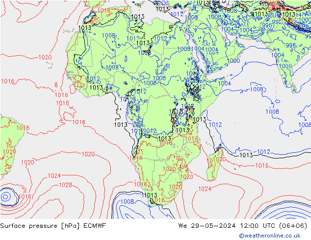 Luchtdruk (Grond) ECMWF wo 29.05.2024 12 UTC