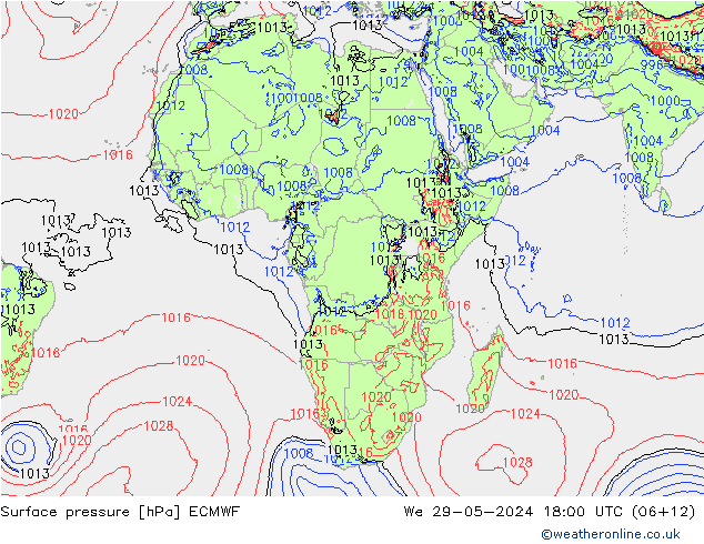 ciśnienie ECMWF śro. 29.05.2024 18 UTC