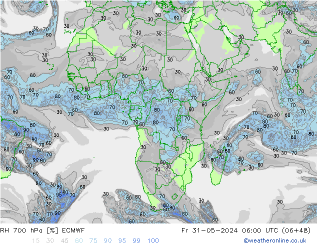 RH 700 hPa ECMWF  31.05.2024 06 UTC