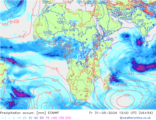 Precipitation accum. ECMWF  31.05.2024 12 UTC