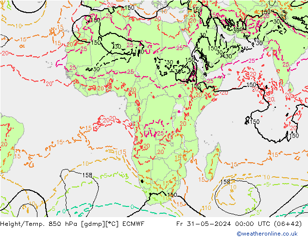 Z500/Rain (+SLP)/Z850 ECMWF Fr 31.05.2024 00 UTC