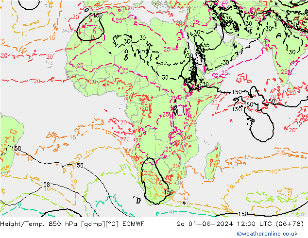 Z500/Rain (+SLP)/Z850 ECMWF Sa 01.06.2024 12 UTC