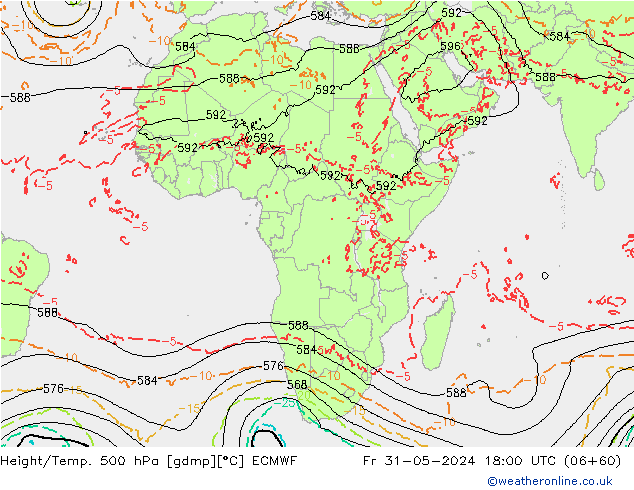 Z500/Yağmur (+YB)/Z850 ECMWF Cu 31.05.2024 18 UTC