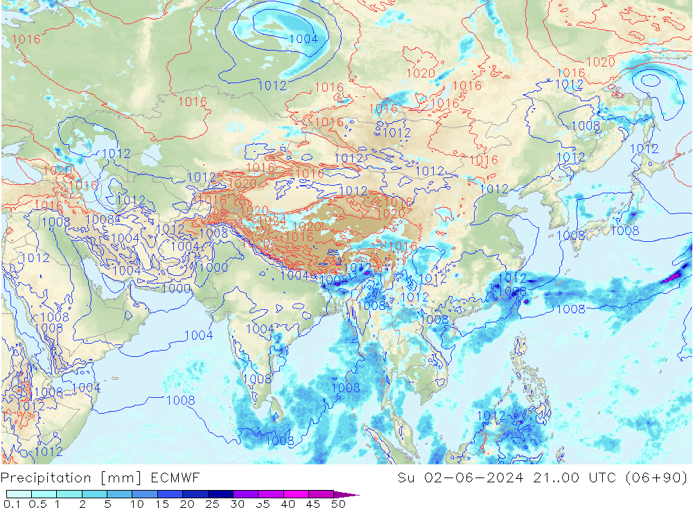 Precipitation ECMWF Su 02.06.2024 00 UTC