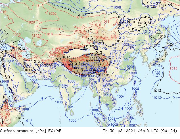 Surface pressure ECMWF Th 30.05.2024 06 UTC