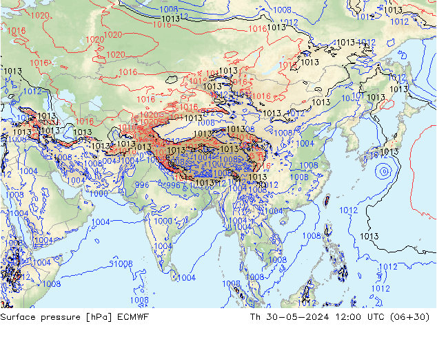 Luchtdruk (Grond) ECMWF do 30.05.2024 12 UTC