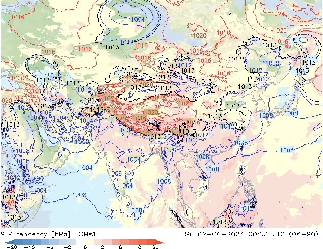 Tendencia de presión ECMWF dom 02.06.2024 00 UTC
