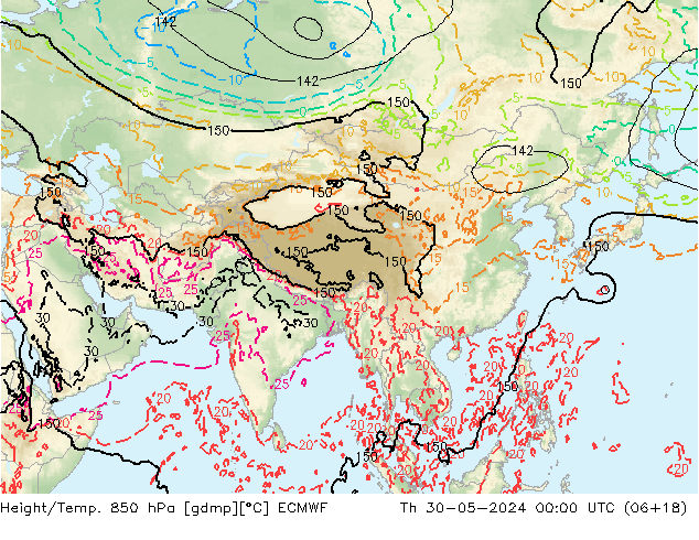 Z500/Rain (+SLP)/Z850 ECMWF Qui 30.05.2024 00 UTC