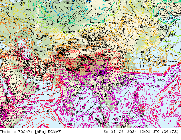 Theta-e 700hPa ECMWF Cts 01.06.2024 12 UTC