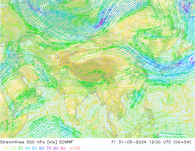 Streamlines 500 hPa ECMWF Fr 31.05.2024 12 UTC