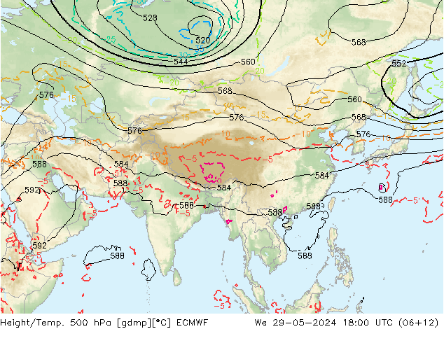 Z500/Rain (+SLP)/Z850 ECMWF  29.05.2024 18 UTC