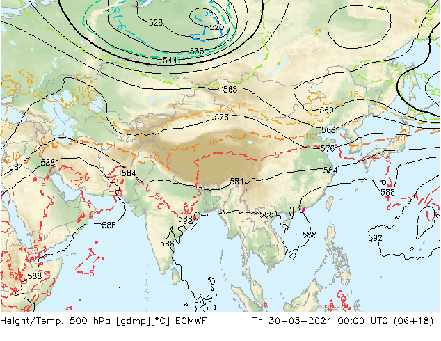 Z500/Rain (+SLP)/Z850 ECMWF Qui 30.05.2024 00 UTC