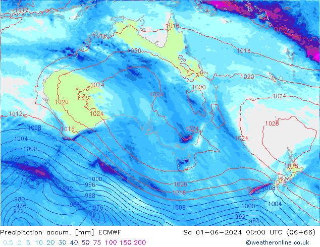 Totale neerslag ECMWF za 01.06.2024 00 UTC