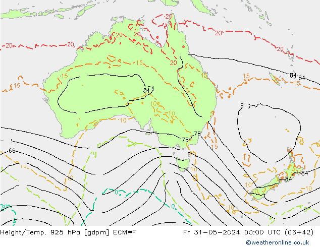 Géop./Temp. 925 hPa ECMWF ven 31.05.2024 00 UTC