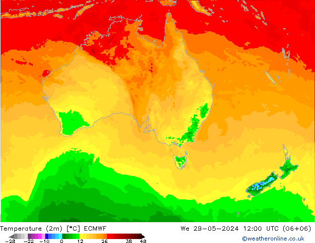 Temperature (2m) ECMWF St 29.05.2024 12 UTC