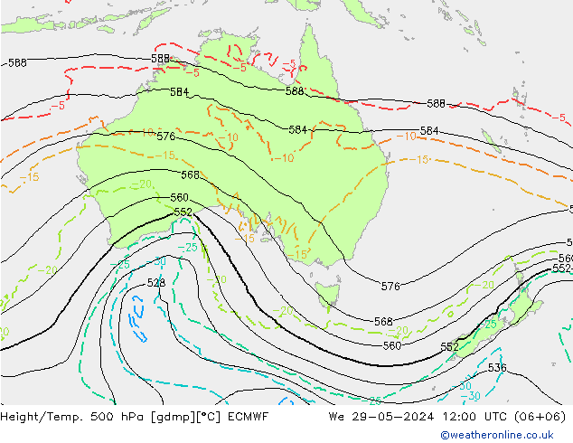 Height/Temp. 500 hPa ECMWF We 29.05.2024 12 UTC