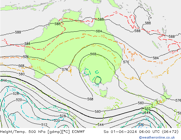 Height/Temp. 500 hPa ECMWF  01.06.2024 06 UTC