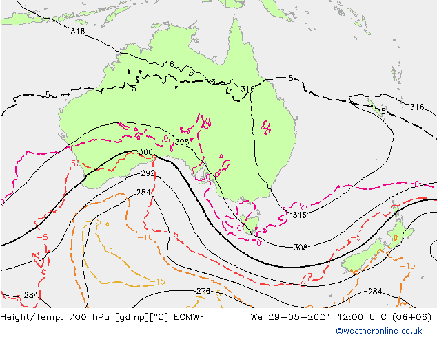 Géop./Temp. 700 hPa ECMWF mer 29.05.2024 12 UTC