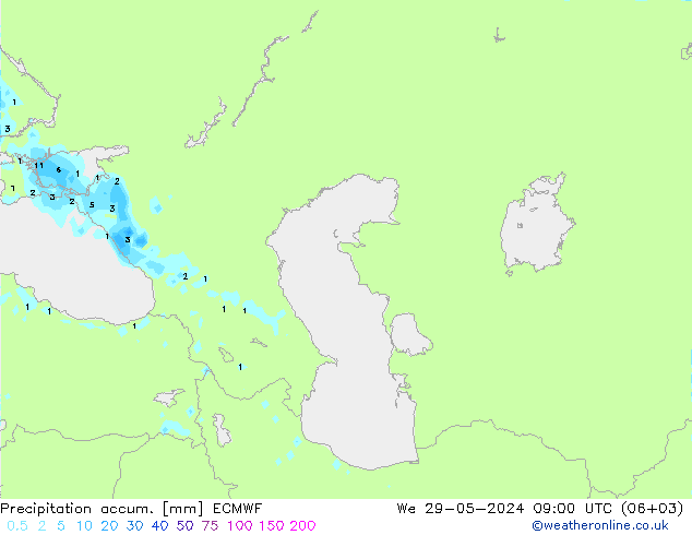 Precipitation accum. ECMWF śro. 29.05.2024 09 UTC
